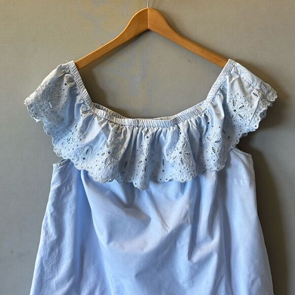 5 for $45 Lane Bryant Top Blouse Shirt Size 14-16 Blue Lace - Picture 3 of 6